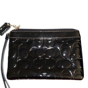 Coach Black Embossed Wristlet